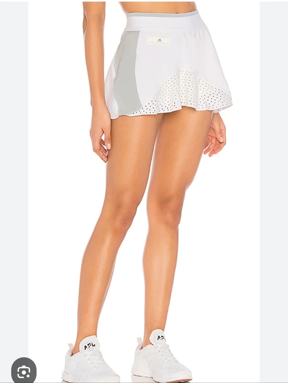 adidas Stella McCartney White and Gray Athletic Skirt with Perforated Detail